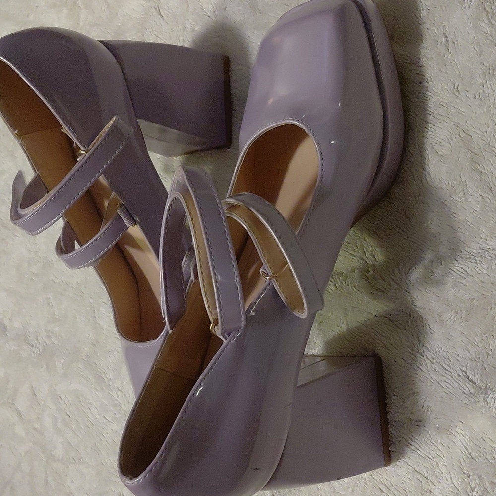 Chic Lavender Double Strap Heels - image 2